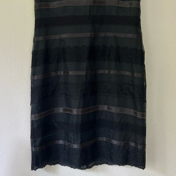 Vintage Maggy London striped silk sheath lace Whimsigoth goth Gothic emo Y2K 14 - Picture 3 of 13